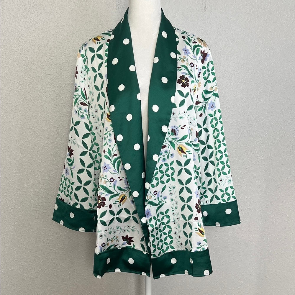 Ann Taylor Multicolor Print Satin Kimono Size Small NWT